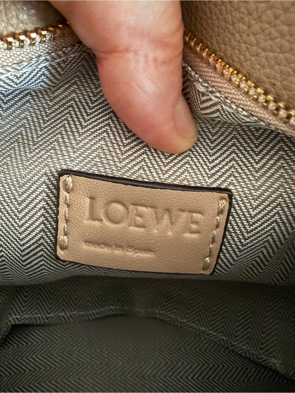 Taupe Geometric Leather Crossbody Bag / Puzzle Bag - Picture 10 of 13